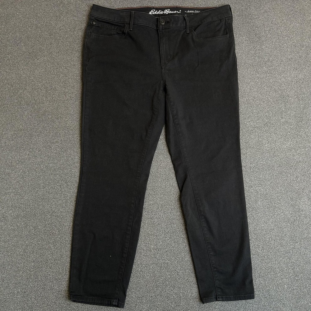 Eddie Bauer Jeans Womens 18 Black High Rise Slightly Curvy Skinny Stretch Denim